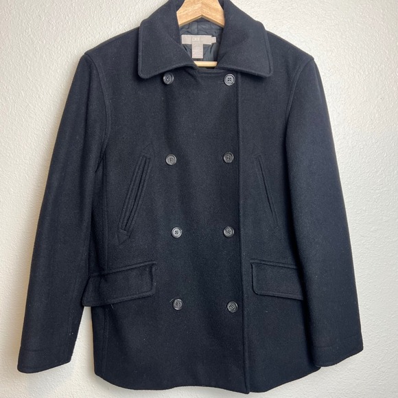 J. Crew Jackets & Blazers - Vintage J.Crew Black Wool Peacoat | 90s Y2K Classic Double Breasted Coat size XS